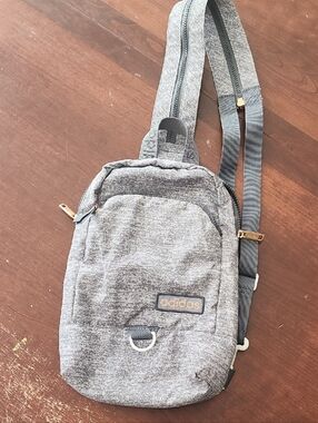 adidas Gray Crossbody Sling Bag with Gold Accents